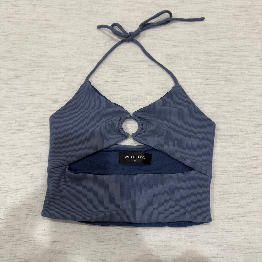 Blue Halter Crop Top
